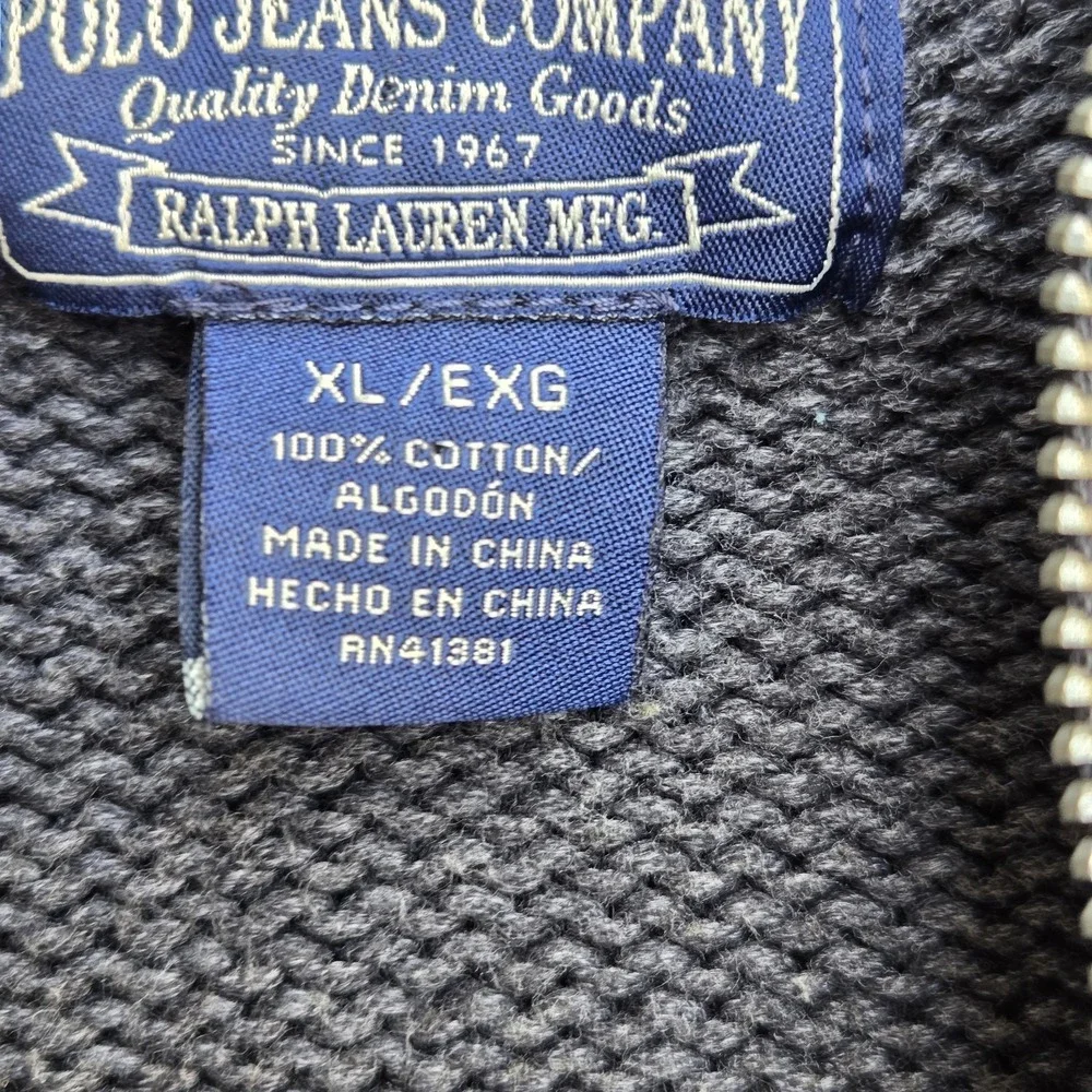 Ralph Lauren Polo jeans company Sweater Men's XL gray 1/4 Zip Long Sleeve
